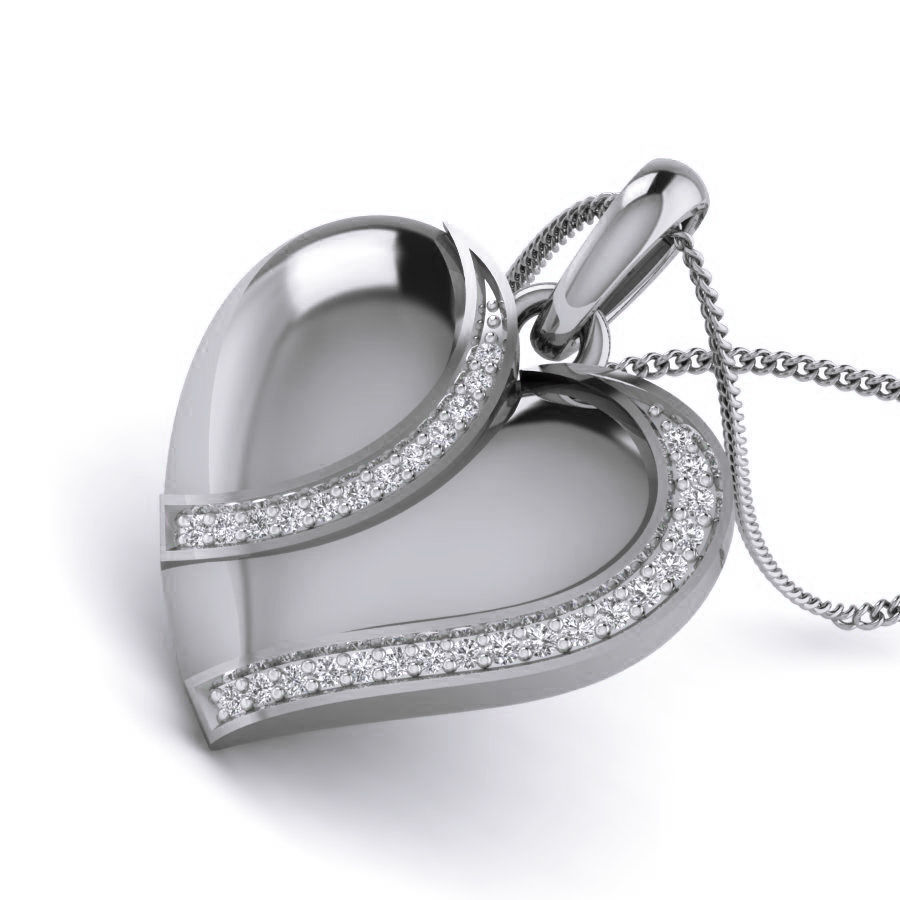 Diamond Heart Love Valentine Pendant renders 3dm details 3D print model_12