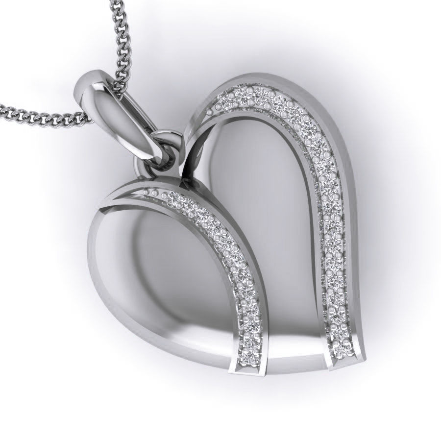 Diamond Heart Love Valentine Pendant renders 3dm details 3D print model_6