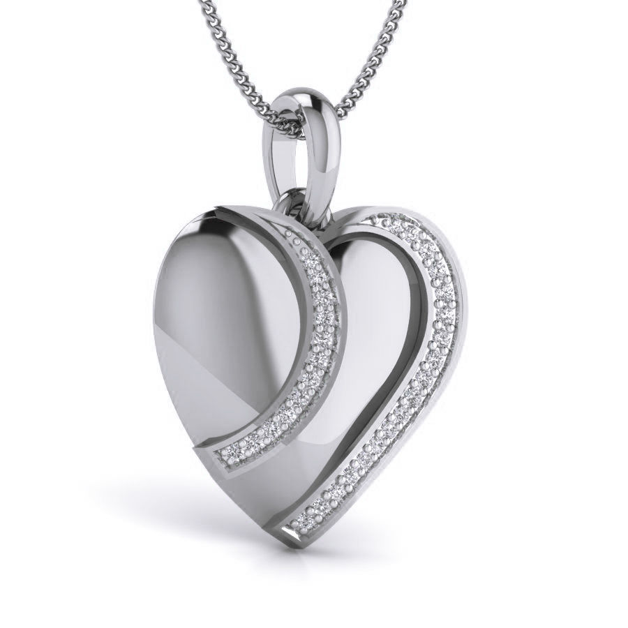 Diamond Heart Love Valentine Pendant renders 3dm details 3D print model_4