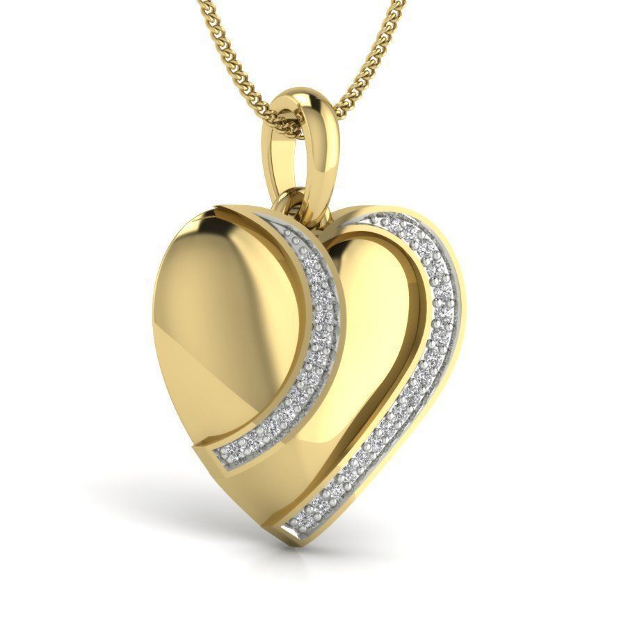 Diamond Heart Love Valentine Pendant renders 3dm details 3D print model_2