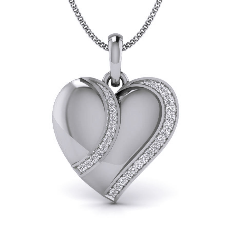 Diamond Heart Love Valentine Pendant renders 3dm details 3D print model_14