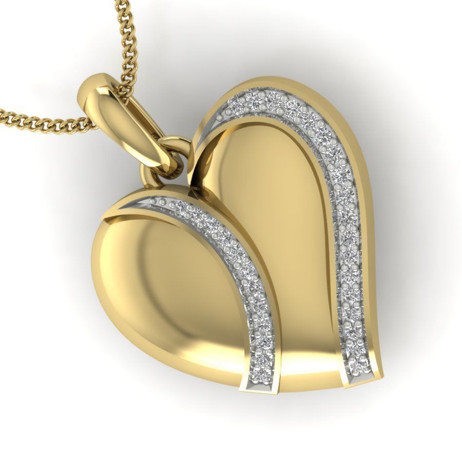 Diamond Heart Love Valentine Pendant renders 3dm details 3D print model_5