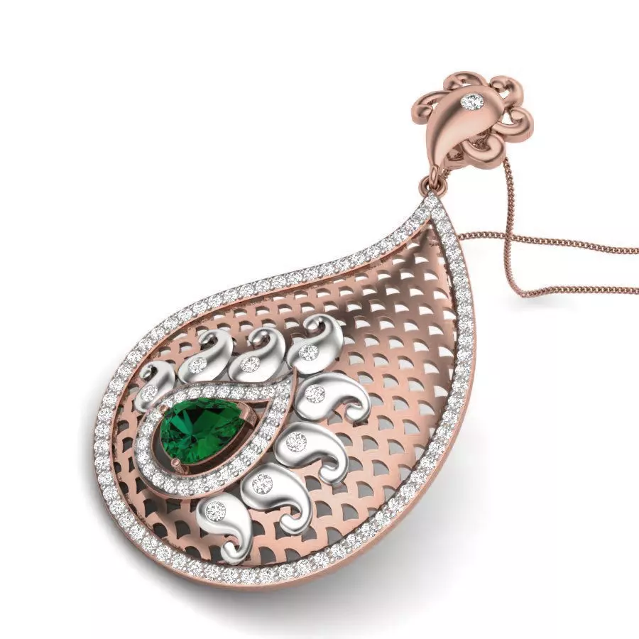 Mesh Diamond Pendant renders 3dm details 3D print model_0