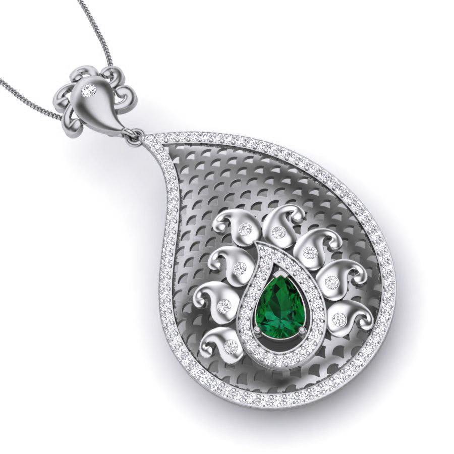 Mesh Diamond Pendant renders 3dm details 3D print model_6