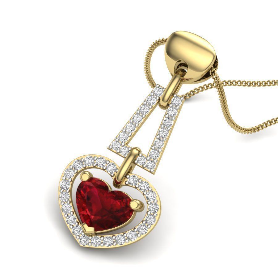 Diamond Heart Love Valentine Pendant renders 3dm details 3D print model_11