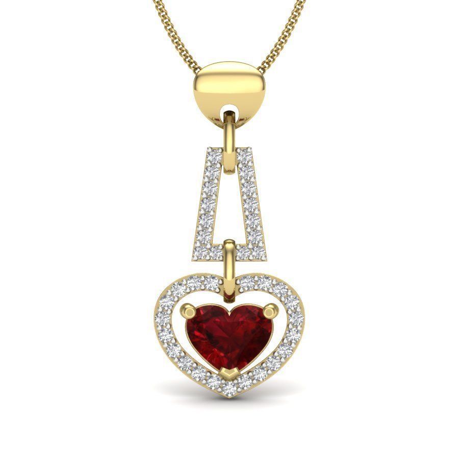 Diamond Heart Love Valentine Pendant renders 3dm details 3D print model_13