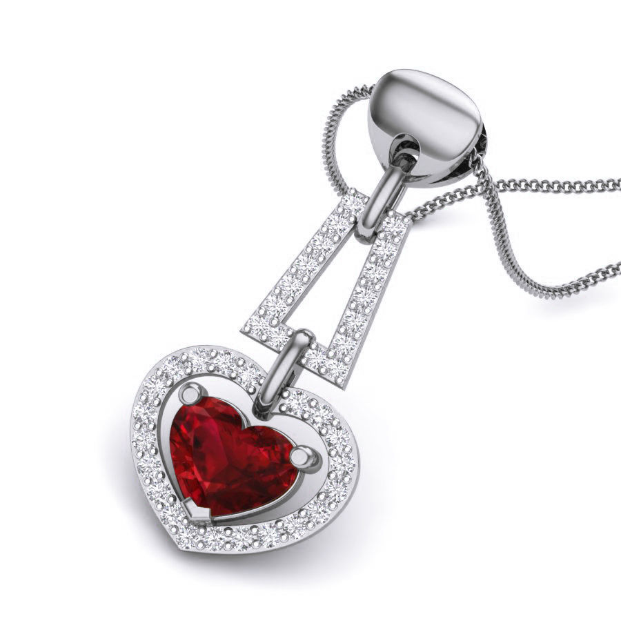 Diamond Heart Love Valentine Pendant renders 3dm details 3D print model_12