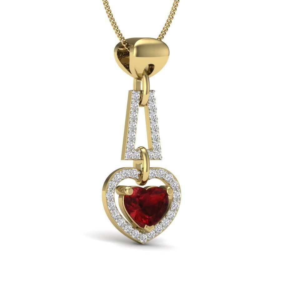 Diamond Heart Love Valentine Pendant renders 3dm details 3D print model_2
