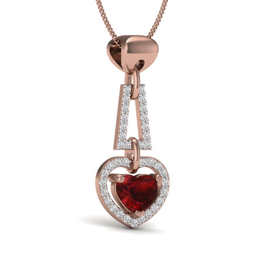 Diamond Heart Love Valentine Pendant renders 3dm details 3D print model_4