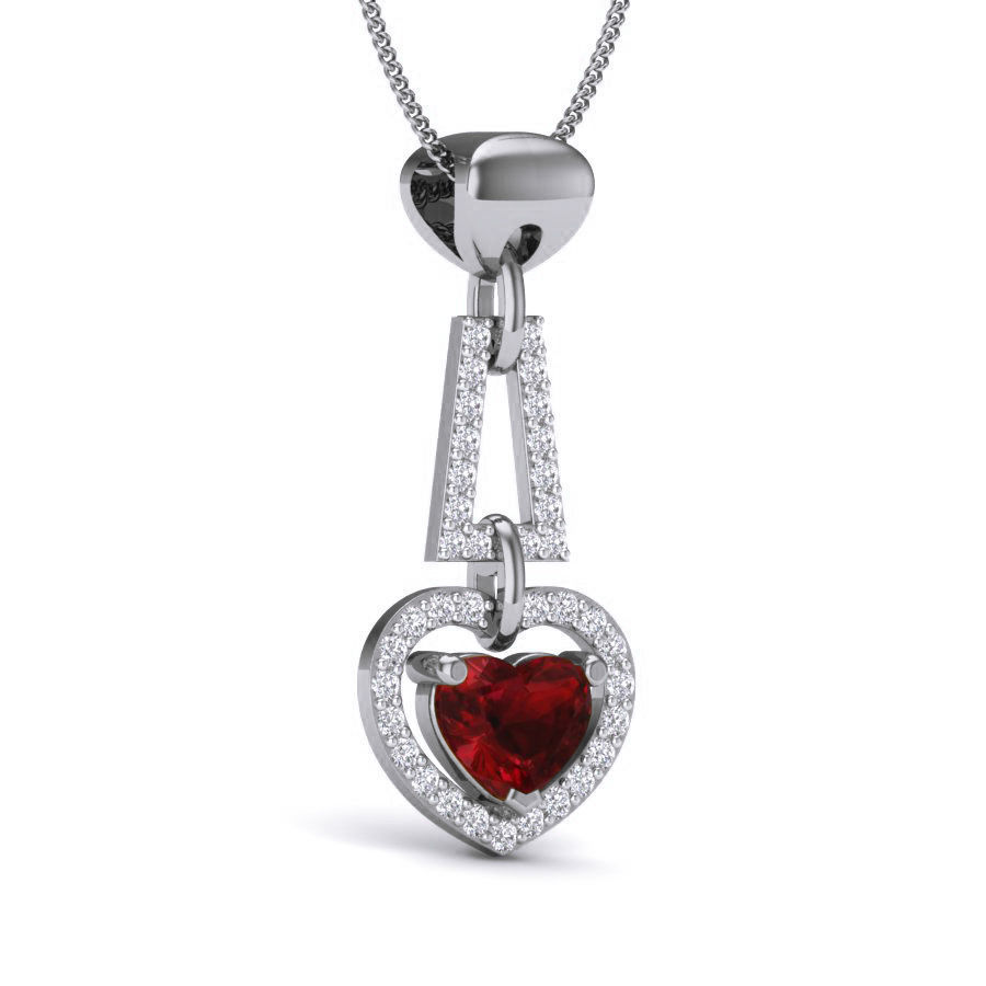 Diamond Heart Love Valentine Pendant renders 3dm details 3D print model_3