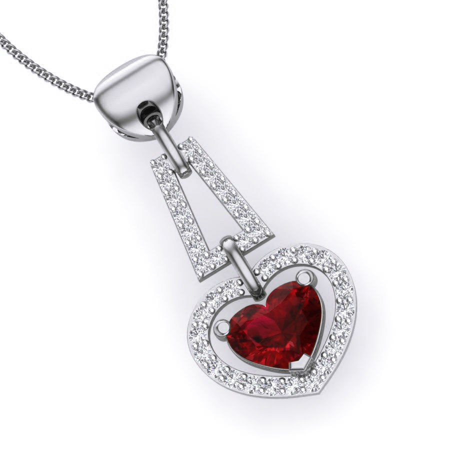 Diamond Heart Love Valentine Pendant renders 3dm details 3D print model_6