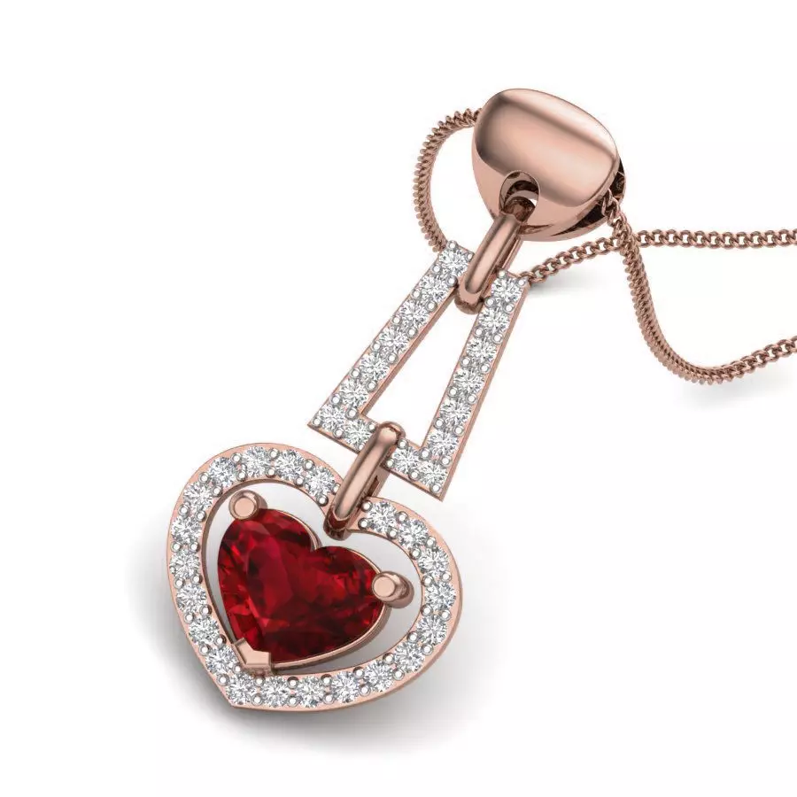 Diamond Heart Love Valentine Pendant renders 3dm details 3D print model_0