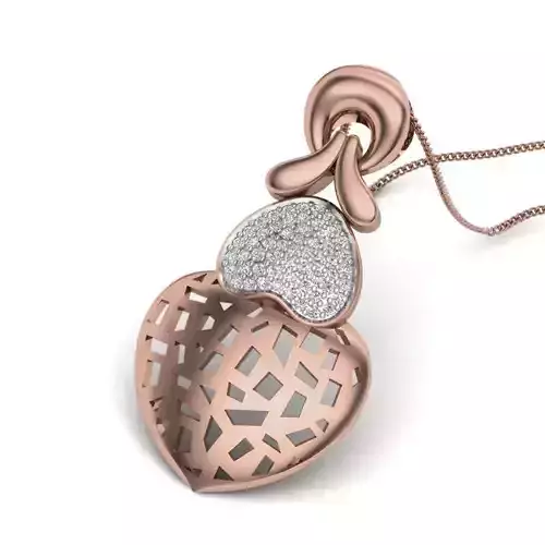 Diamond Heart Love Valentine Pendant renders 3dm details 3D print model