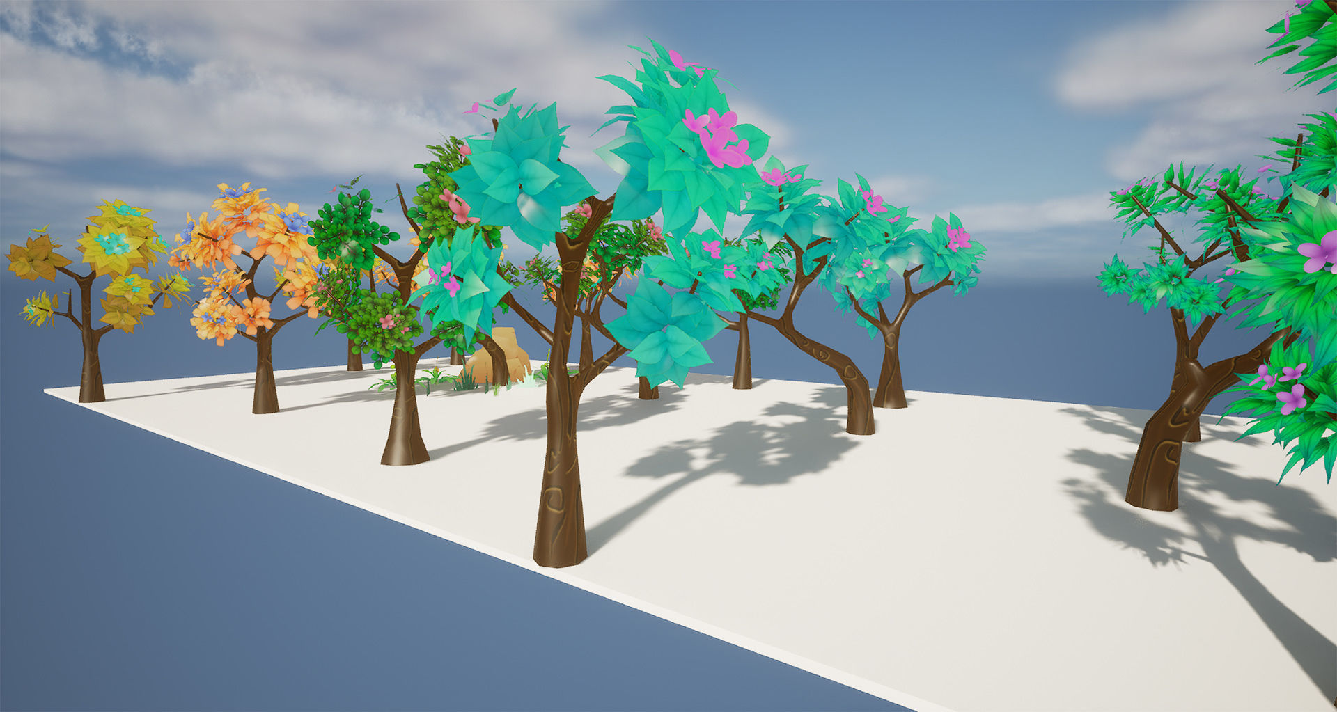 Stylized Trees and Foliage 3D Model Pack Free low-poly 3D model_6