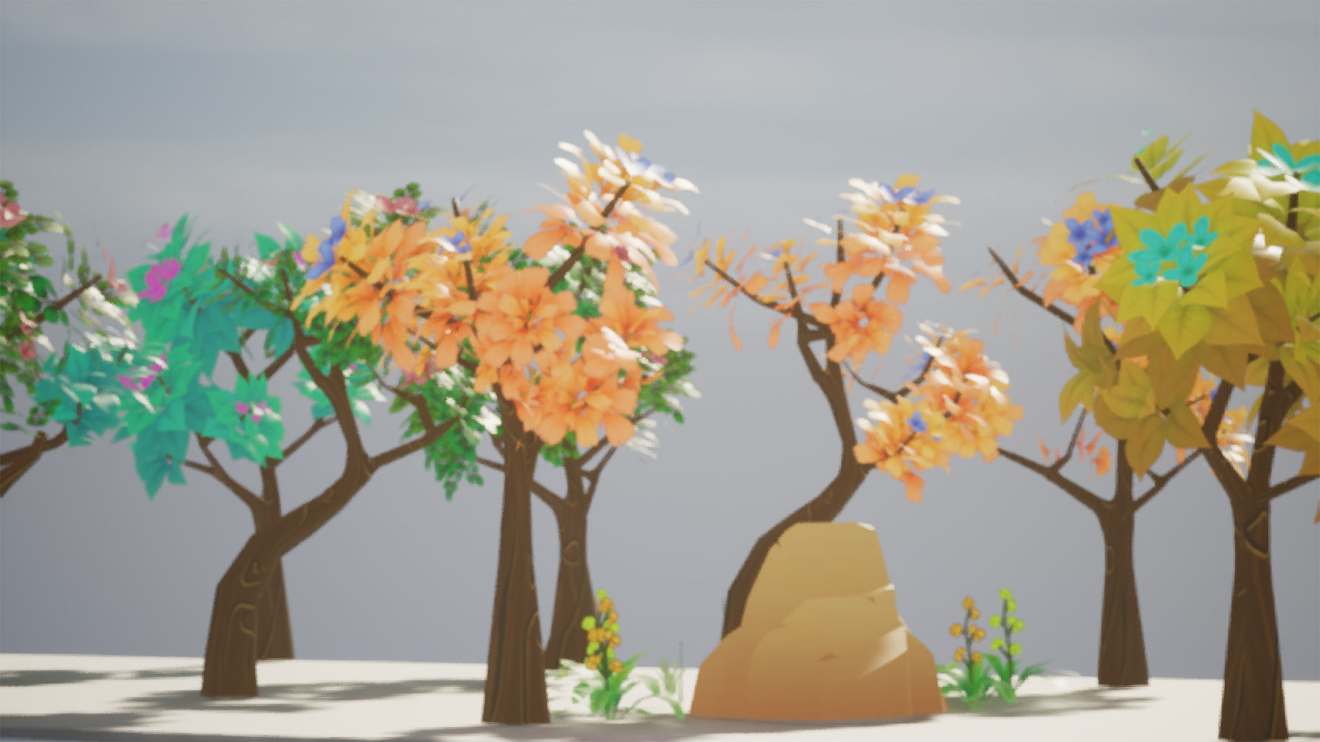 Stylized Trees and Foliage 3D Model Pack Free low-poly 3D model_9