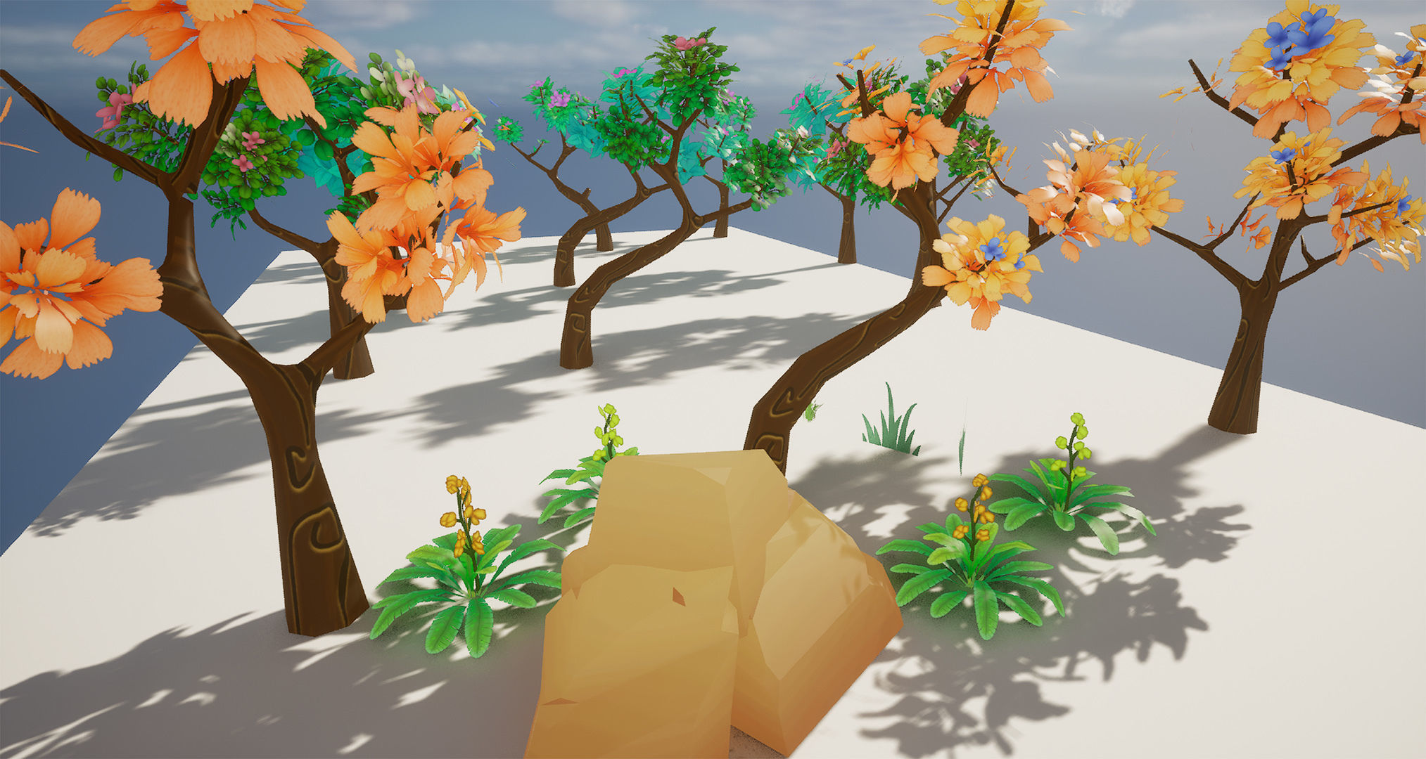 Stylized Trees and Foliage 3D Model Pack Free low-poly 3D model_4