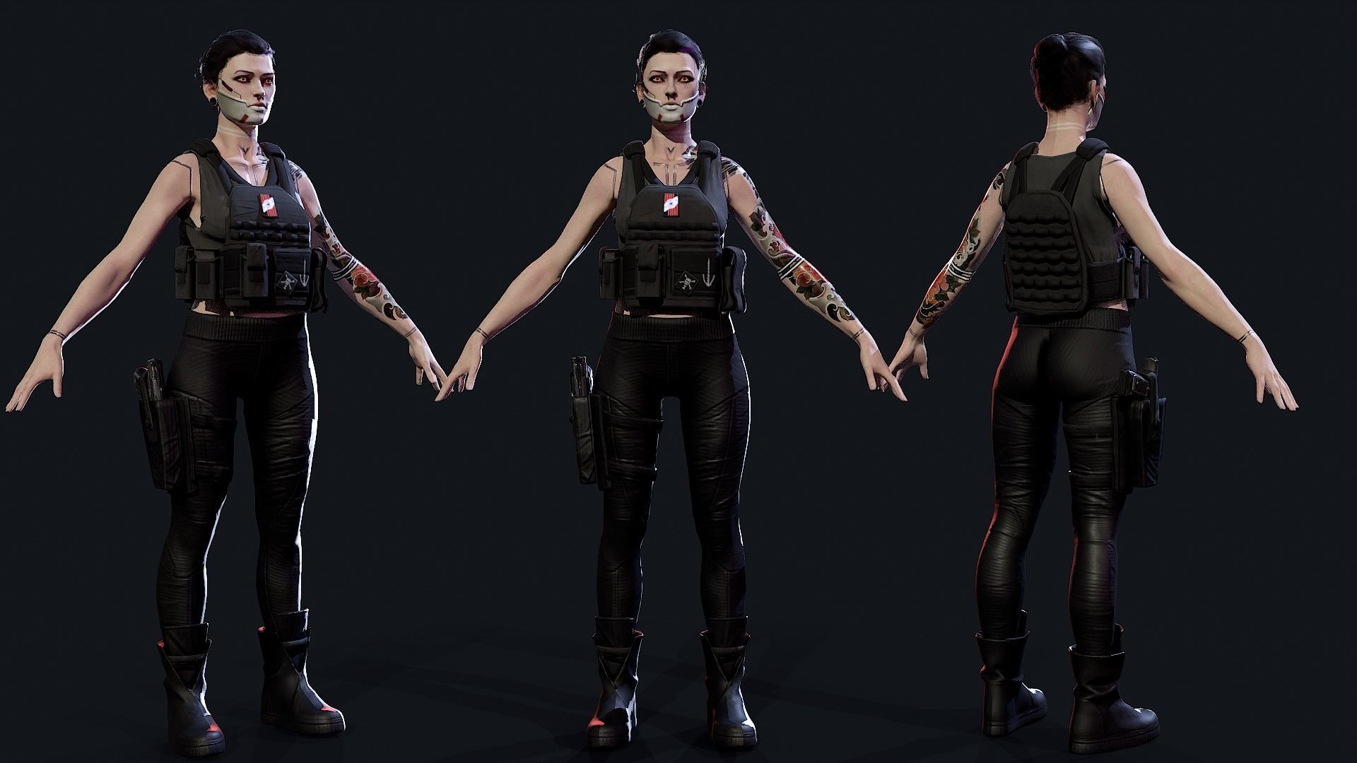 Cyberpunk Mercenary Low-poly 3D model_5
