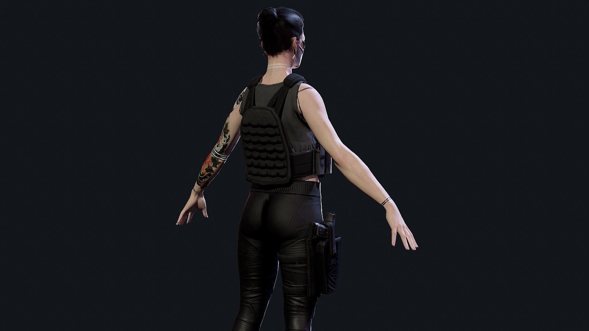 Cyberpunk Mercenary Low-poly 3D model_10