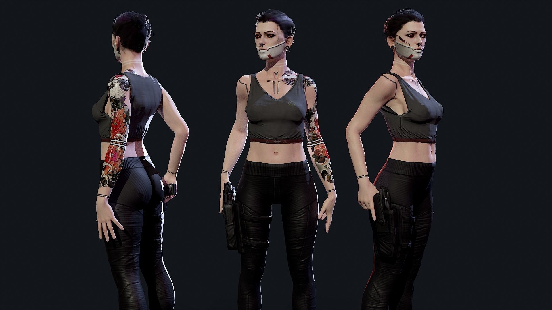 Cyberpunk Mercenary Low-poly 3D model_2