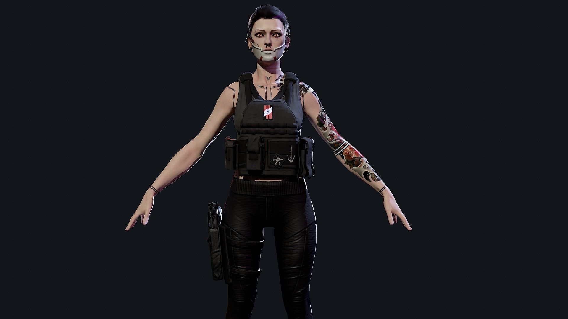 Cyberpunk Mercenary Low-poly 3D model_6