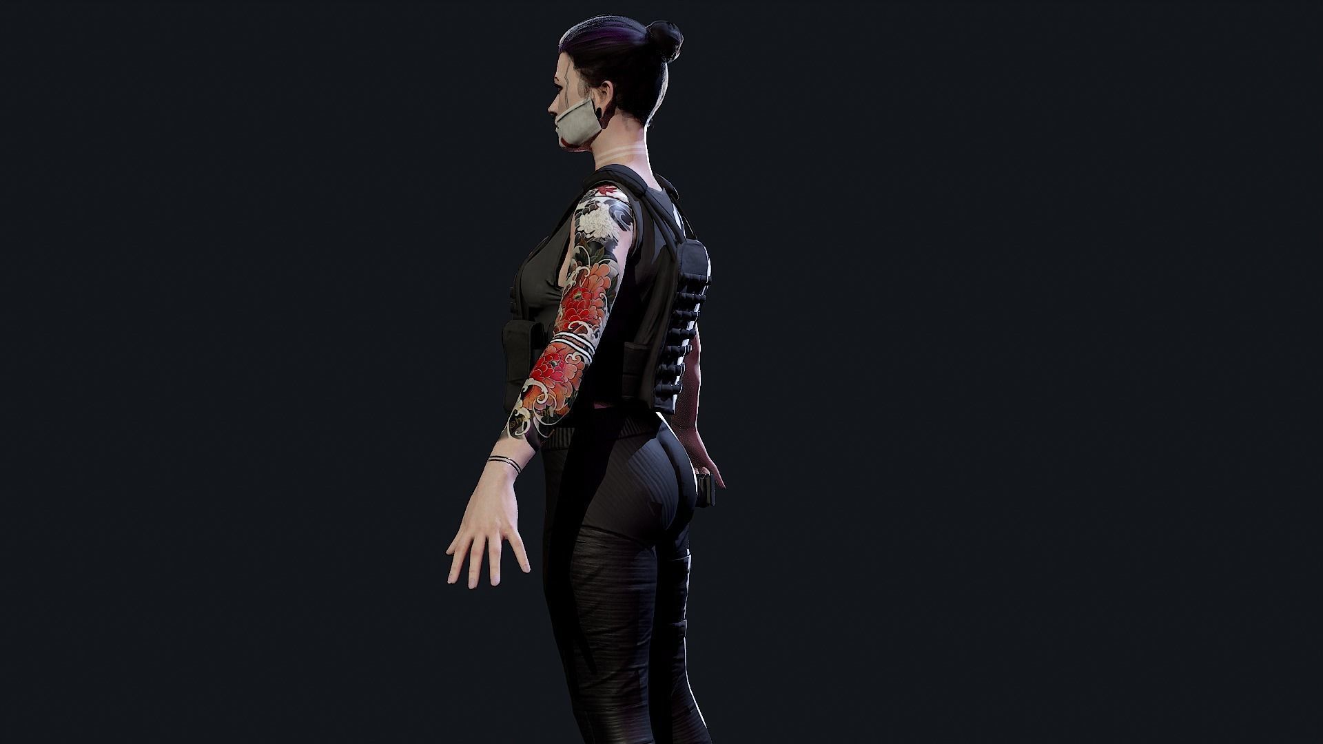 Cyberpunk Mercenary Low-poly 3D model_13