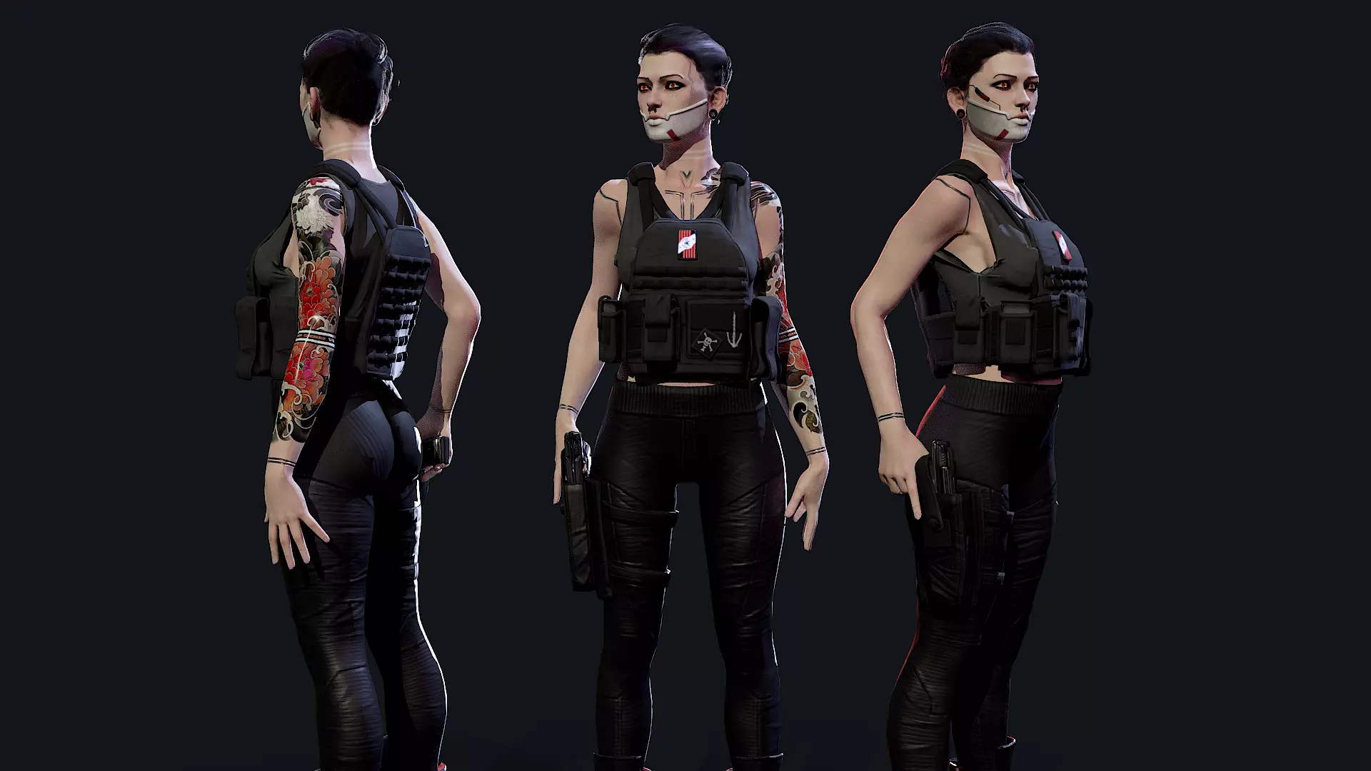 Cyberpunk Mercenary Low-poly 3D model_0