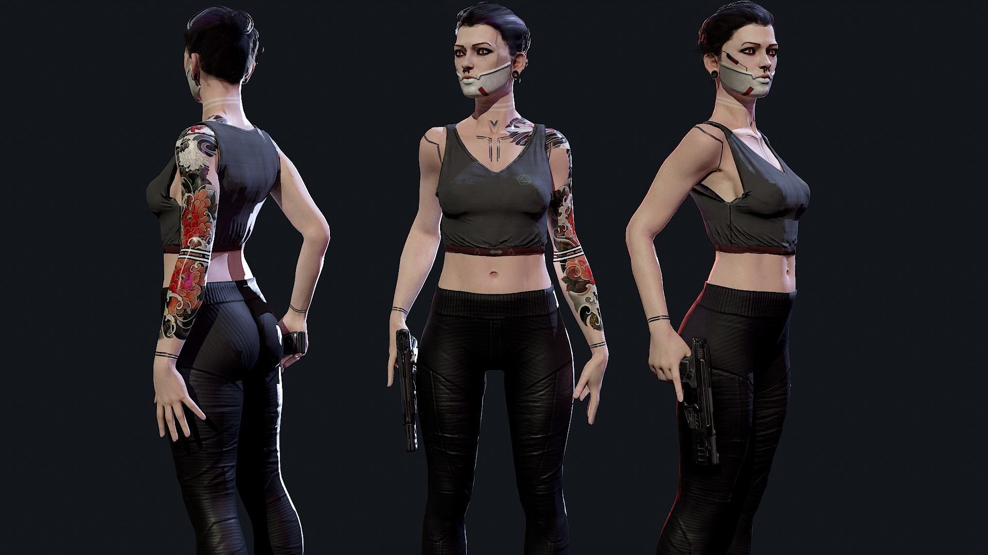 Cyberpunk Mercenary Low-poly 3D model_3