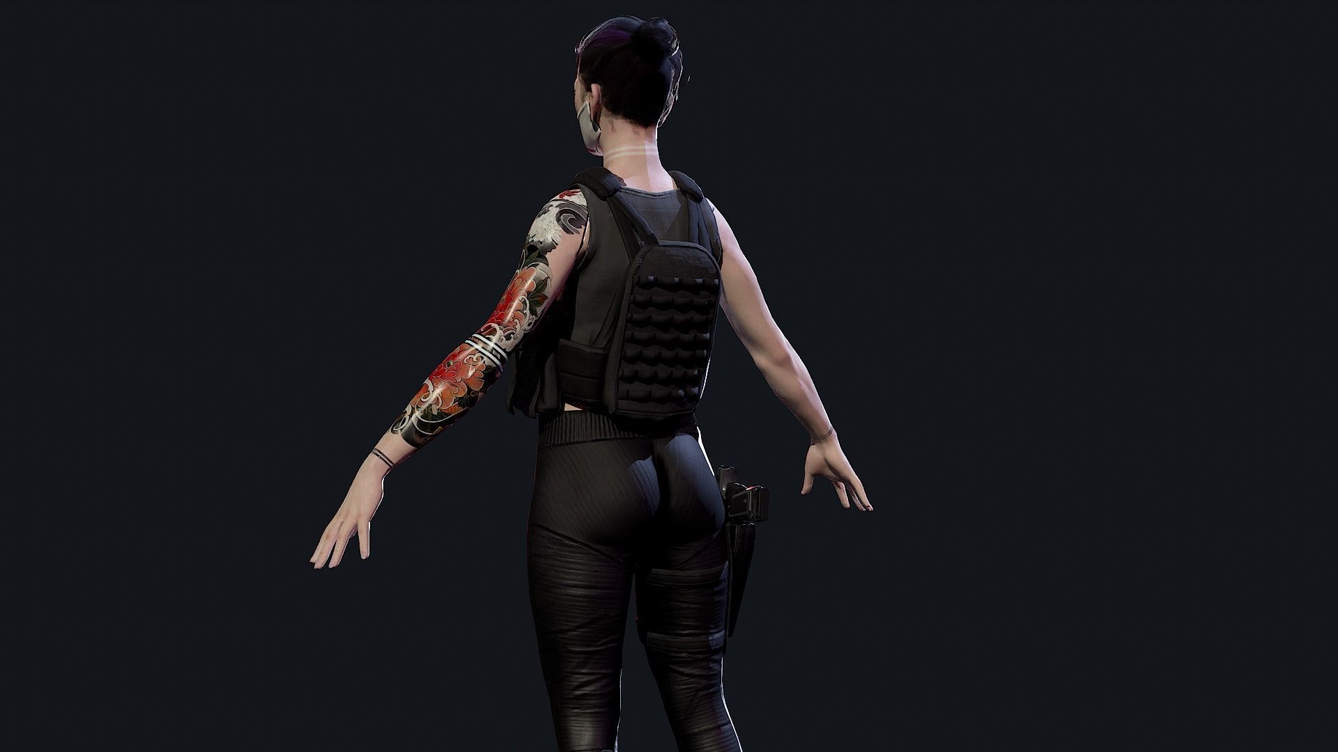Cyberpunk Mercenary Low-poly 3D model_12