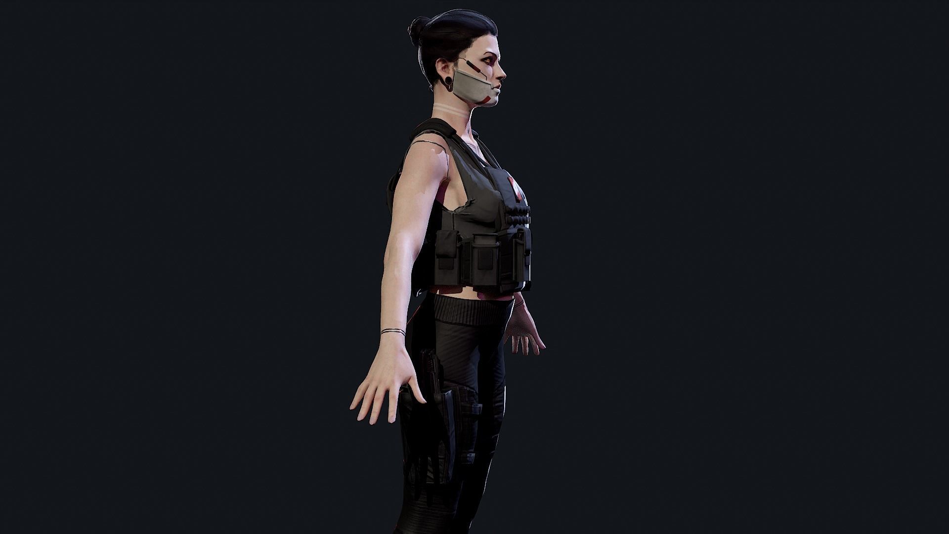 Cyberpunk Mercenary Low-poly 3D model_8