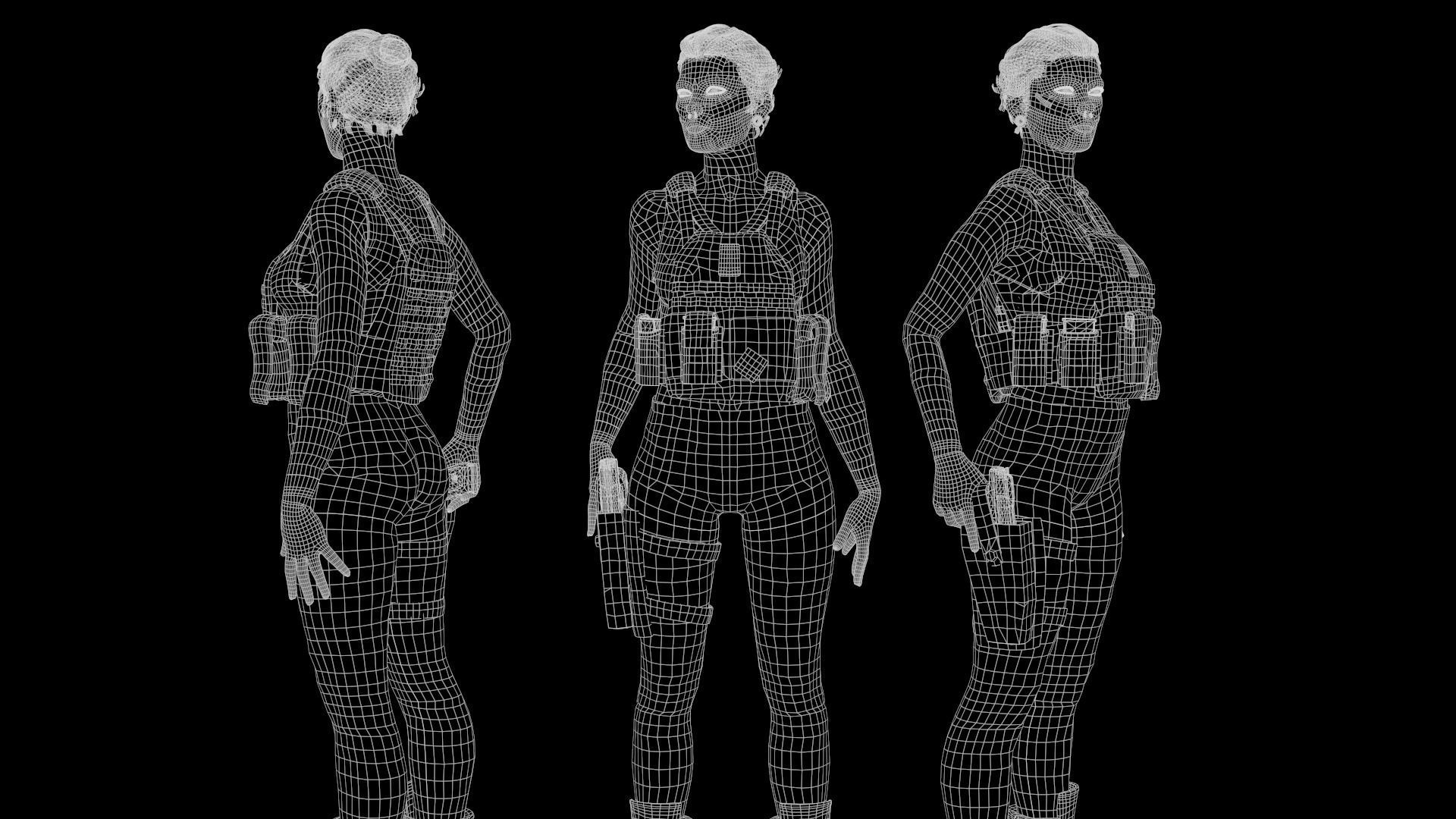 Cyberpunk Mercenary Low-poly 3D model_1