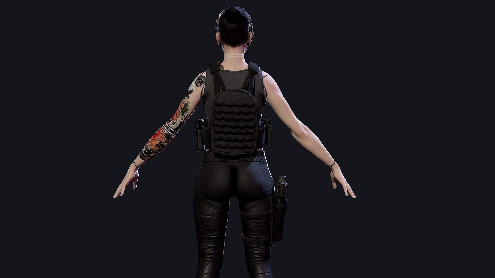 Cyberpunk Mercenary Low-poly 3D model_11