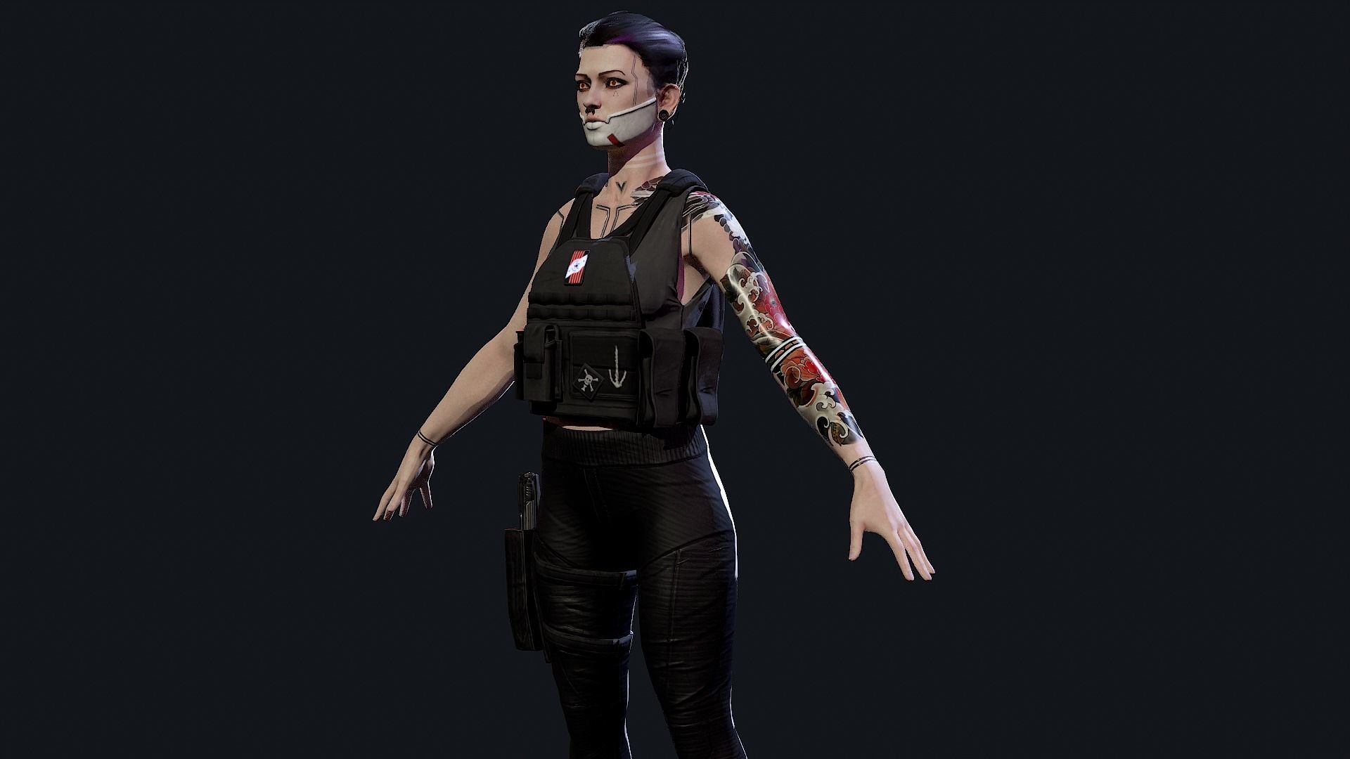 Cyberpunk Mercenary Low-poly 3D model_15