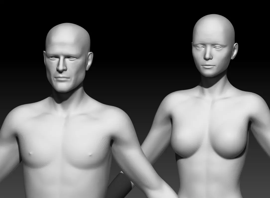 Male and Female base mesh pack 3D Model Collection_0