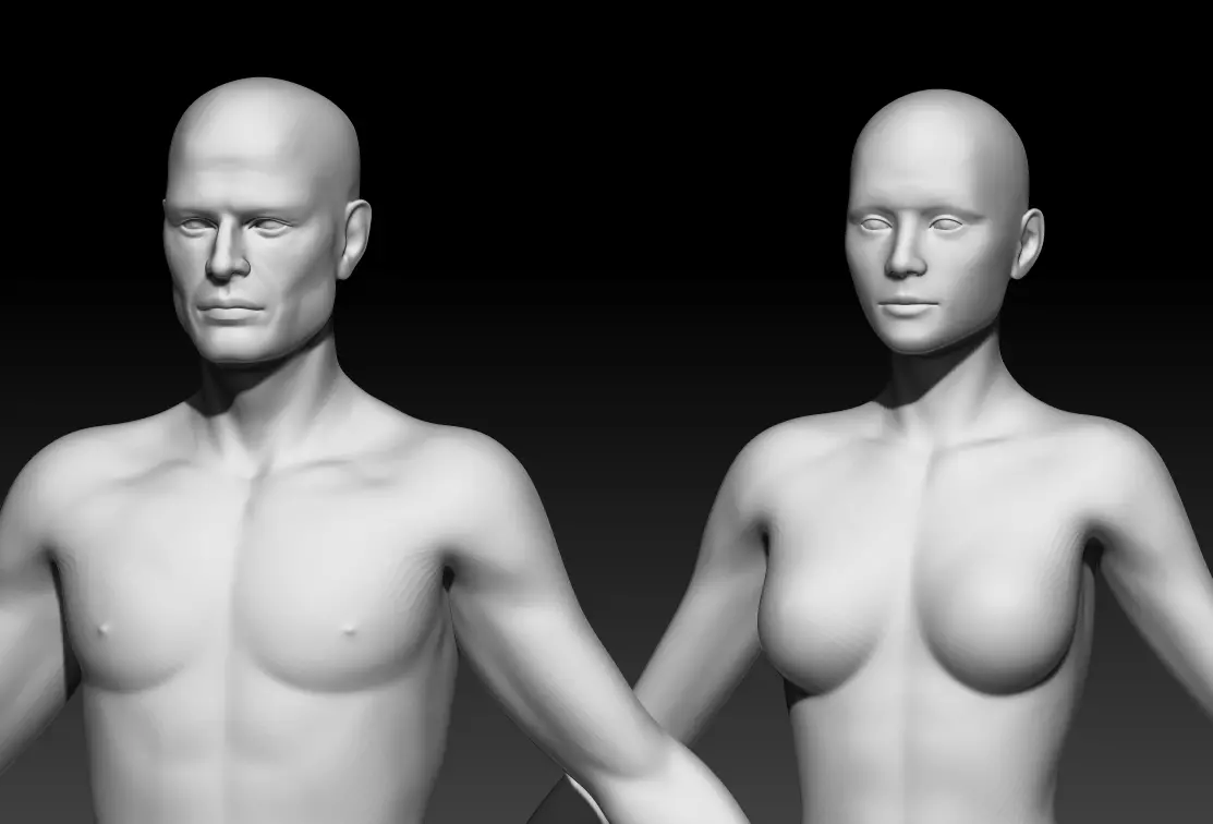 Male and Female base mesh pack 3D Model Collection_0