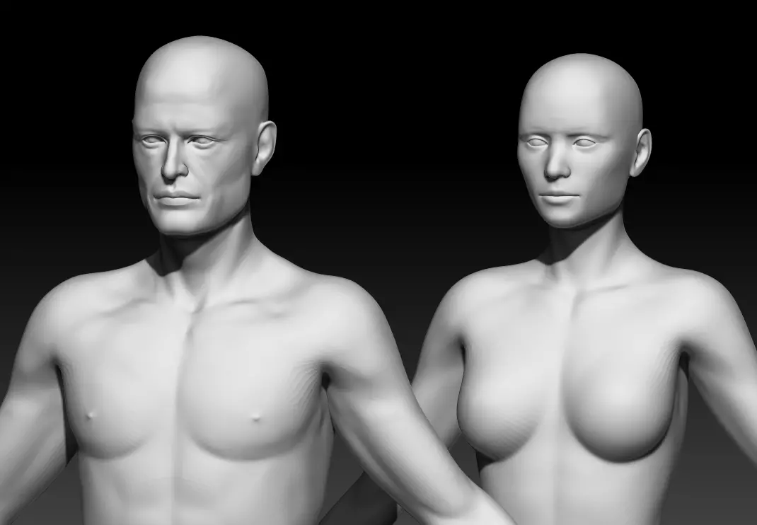 Male and Female base mesh pack 3D Model Collection_0
