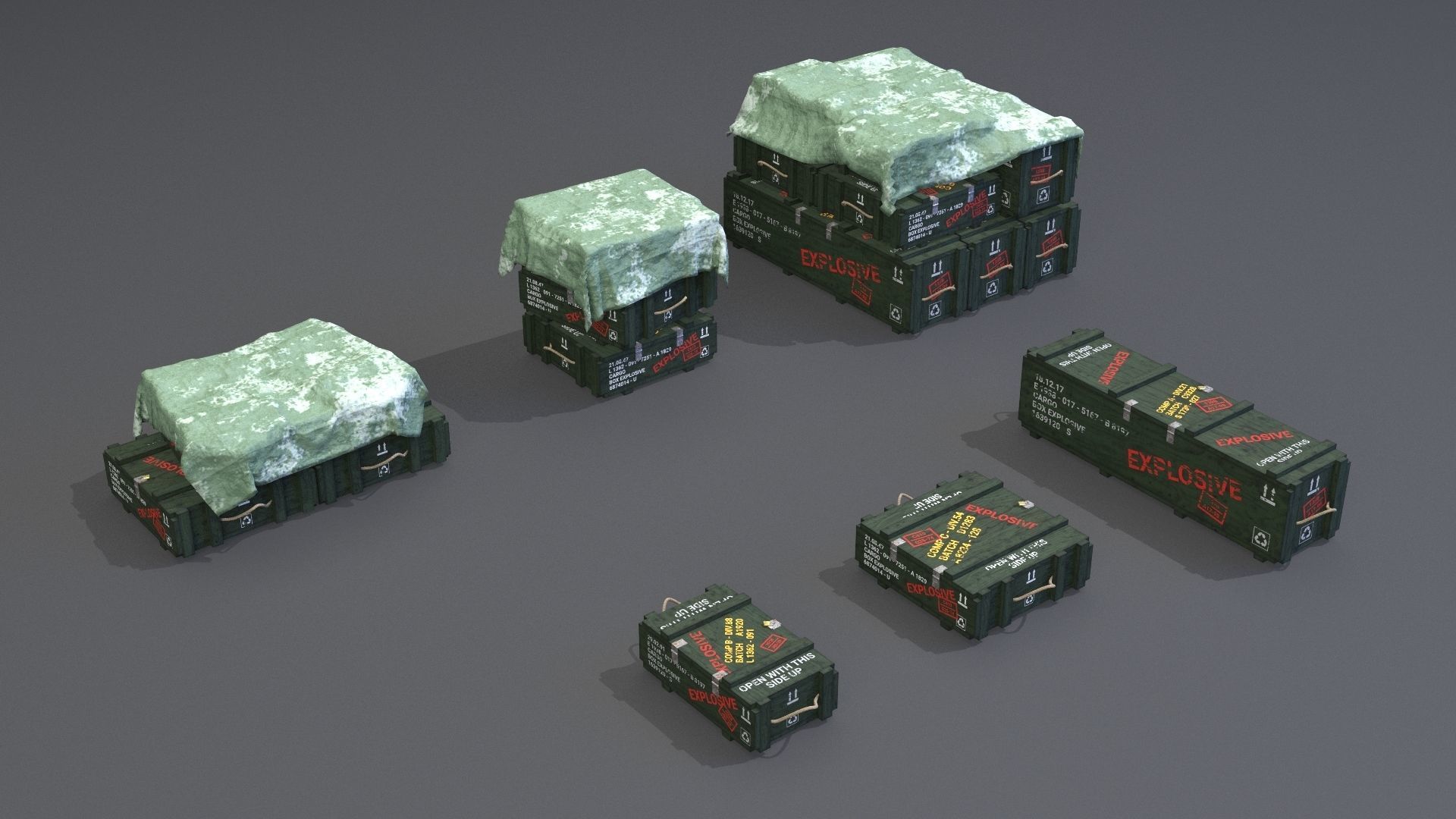 PBR Wooden Crates Pack Low-poly 3D model_1