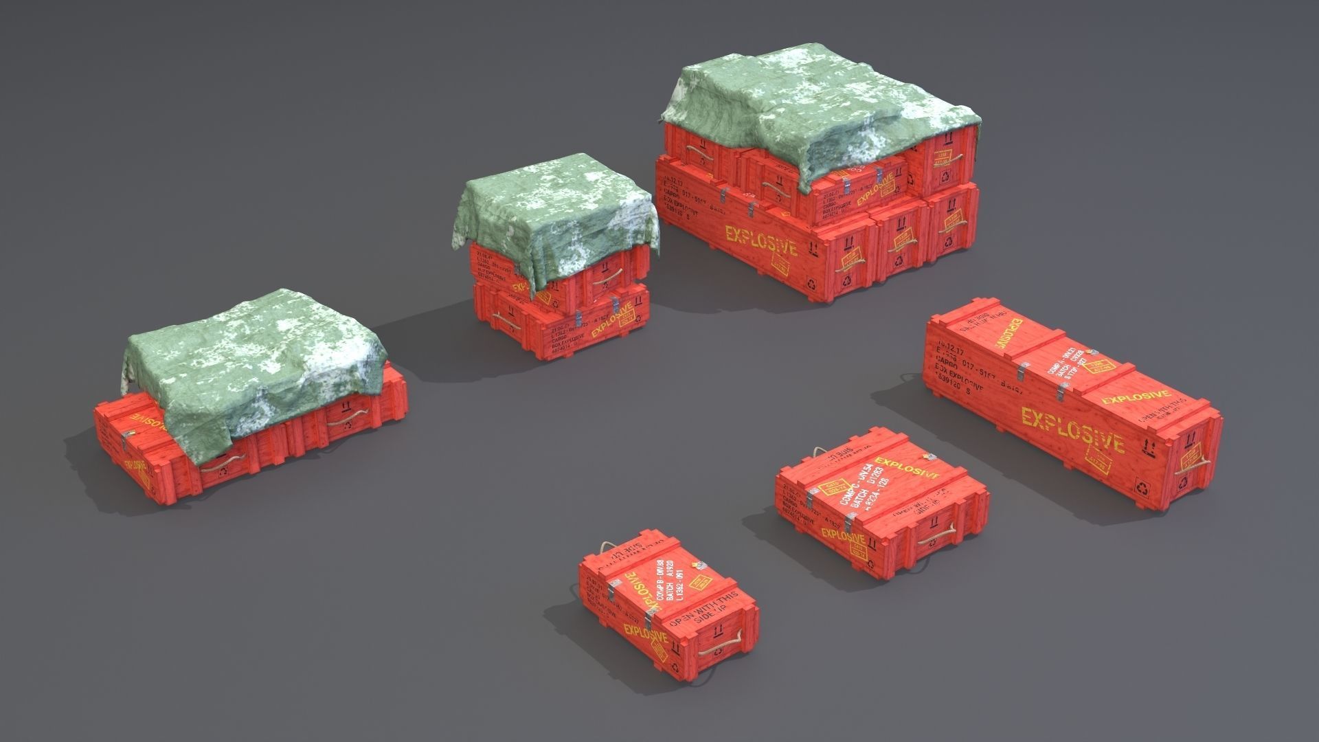 PBR Wooden Crates Pack Low-poly 3D model_3