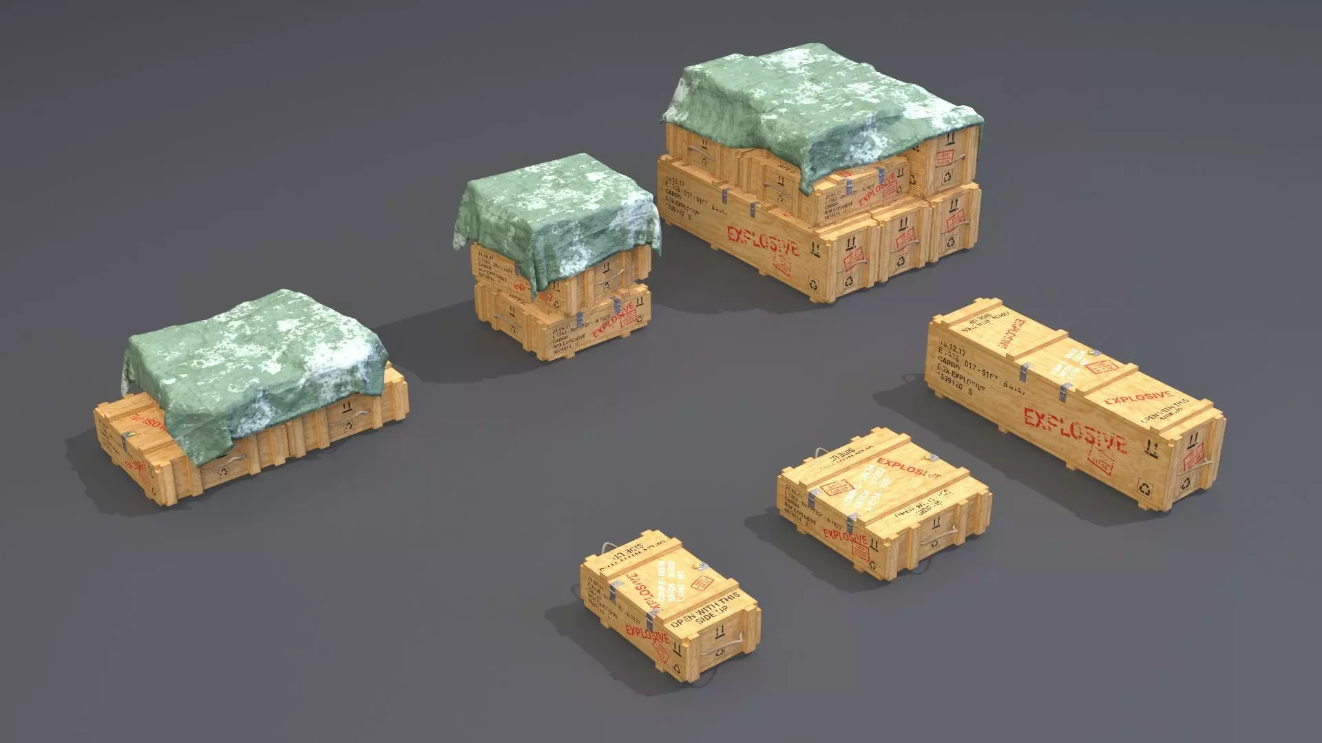 PBR Wooden Crates Pack Low-poly 3D model_0
