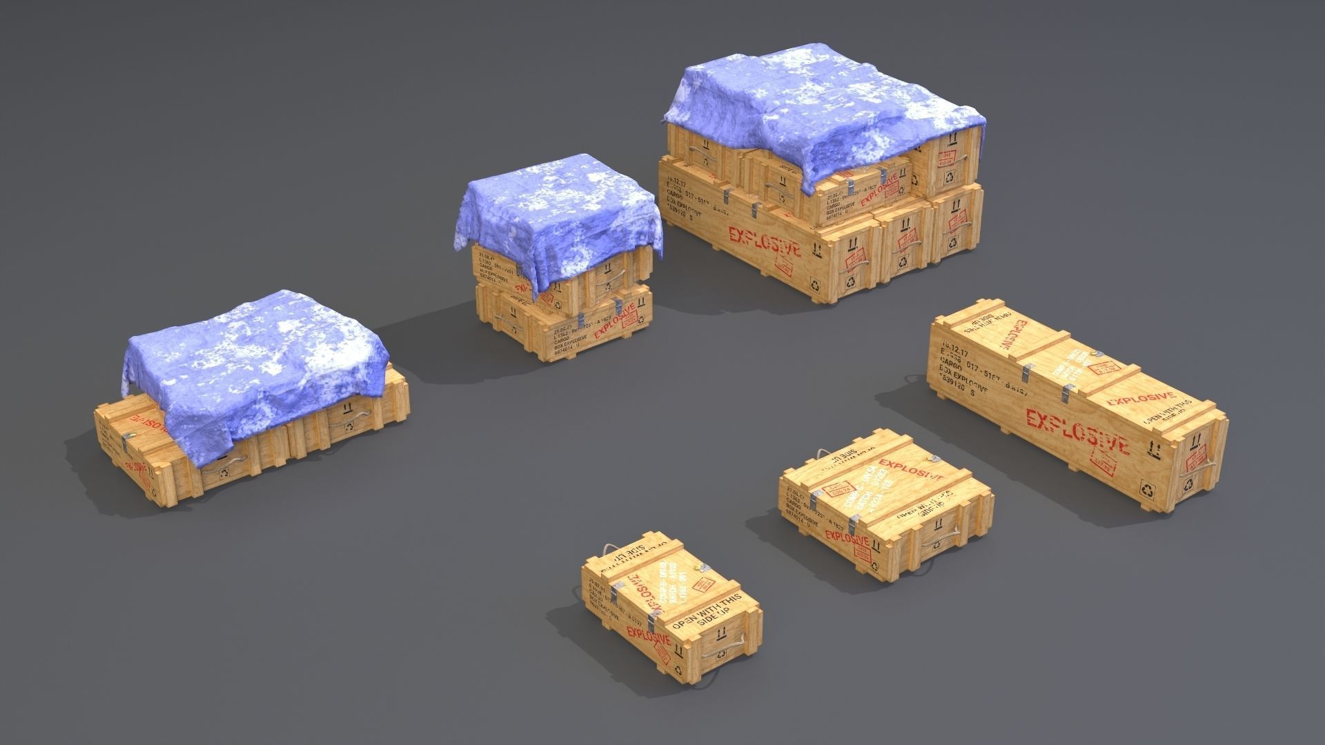 PBR Wooden Crates Pack Low-poly 3D model_4