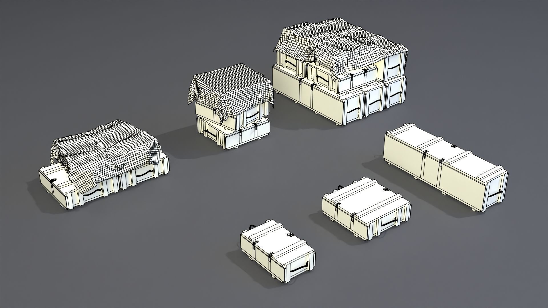 PBR Wooden Crates Pack Low-poly 3D model_11