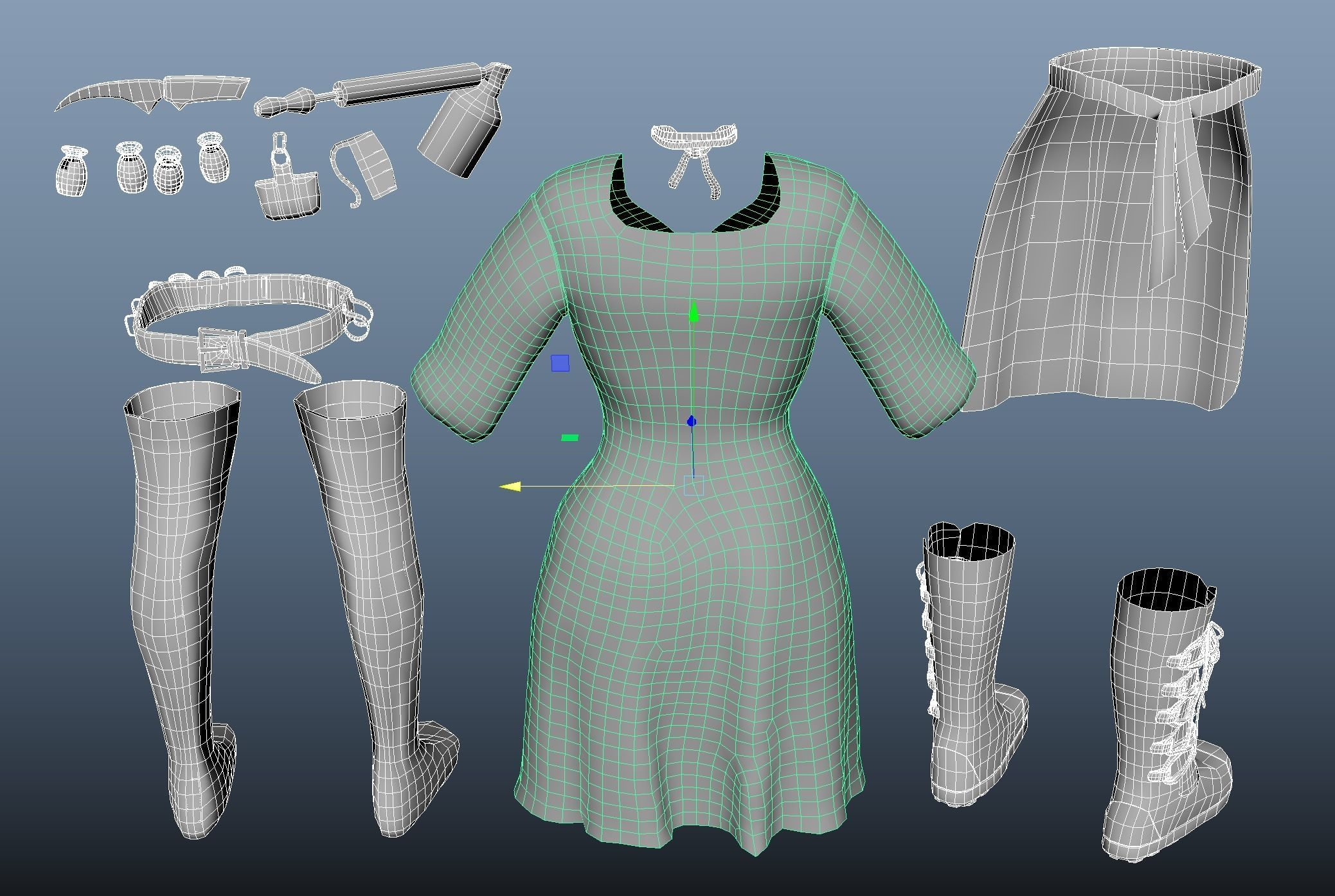 Herbalist Outfit Low-poly 3D model_5