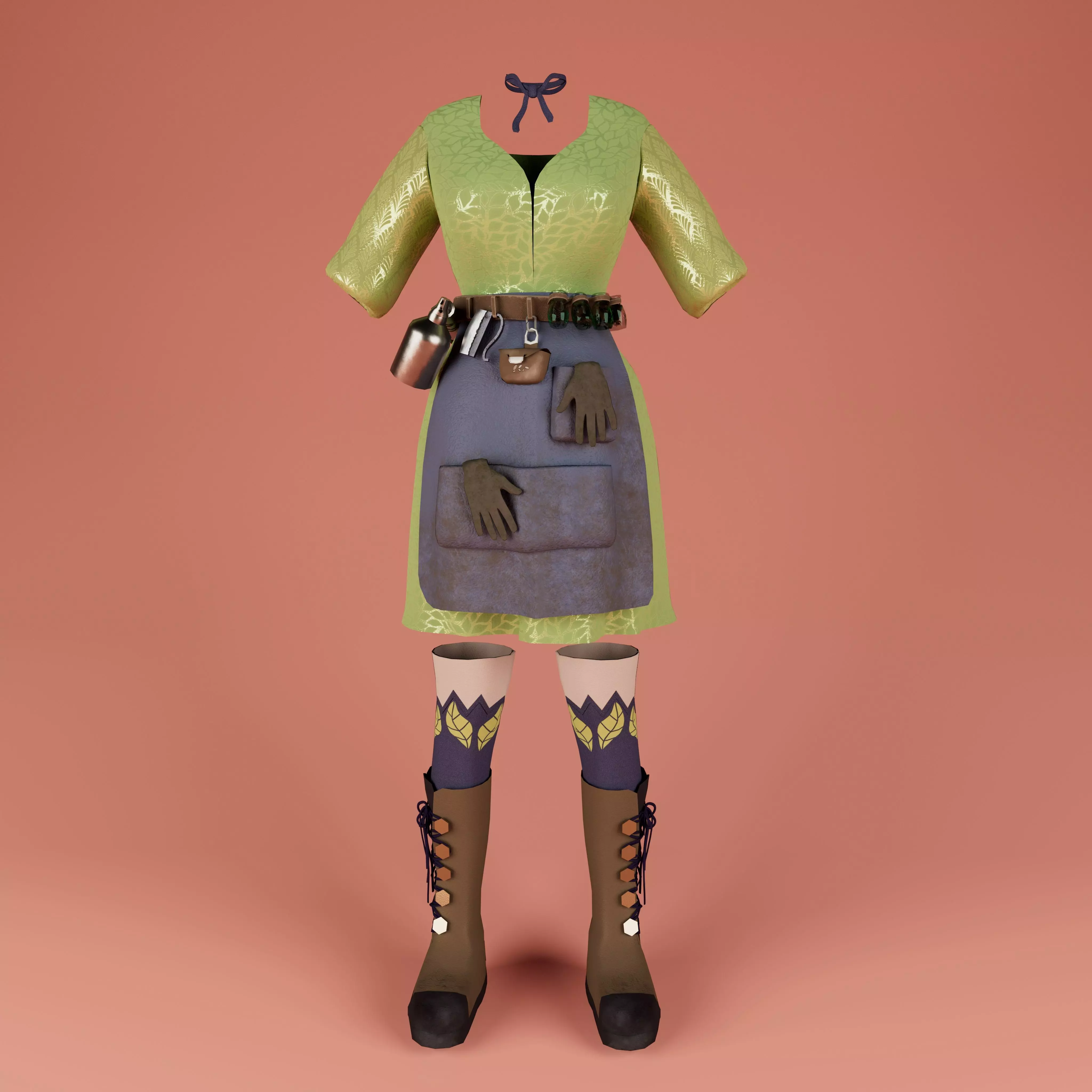Herbalist Outfit Low-poly 3D model_0