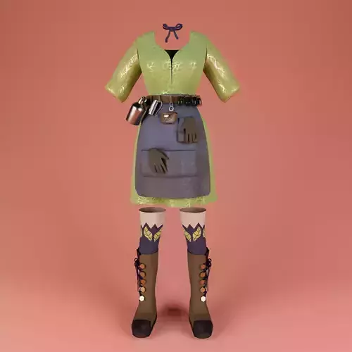 Herbalist Outfit Low-poly 3D model