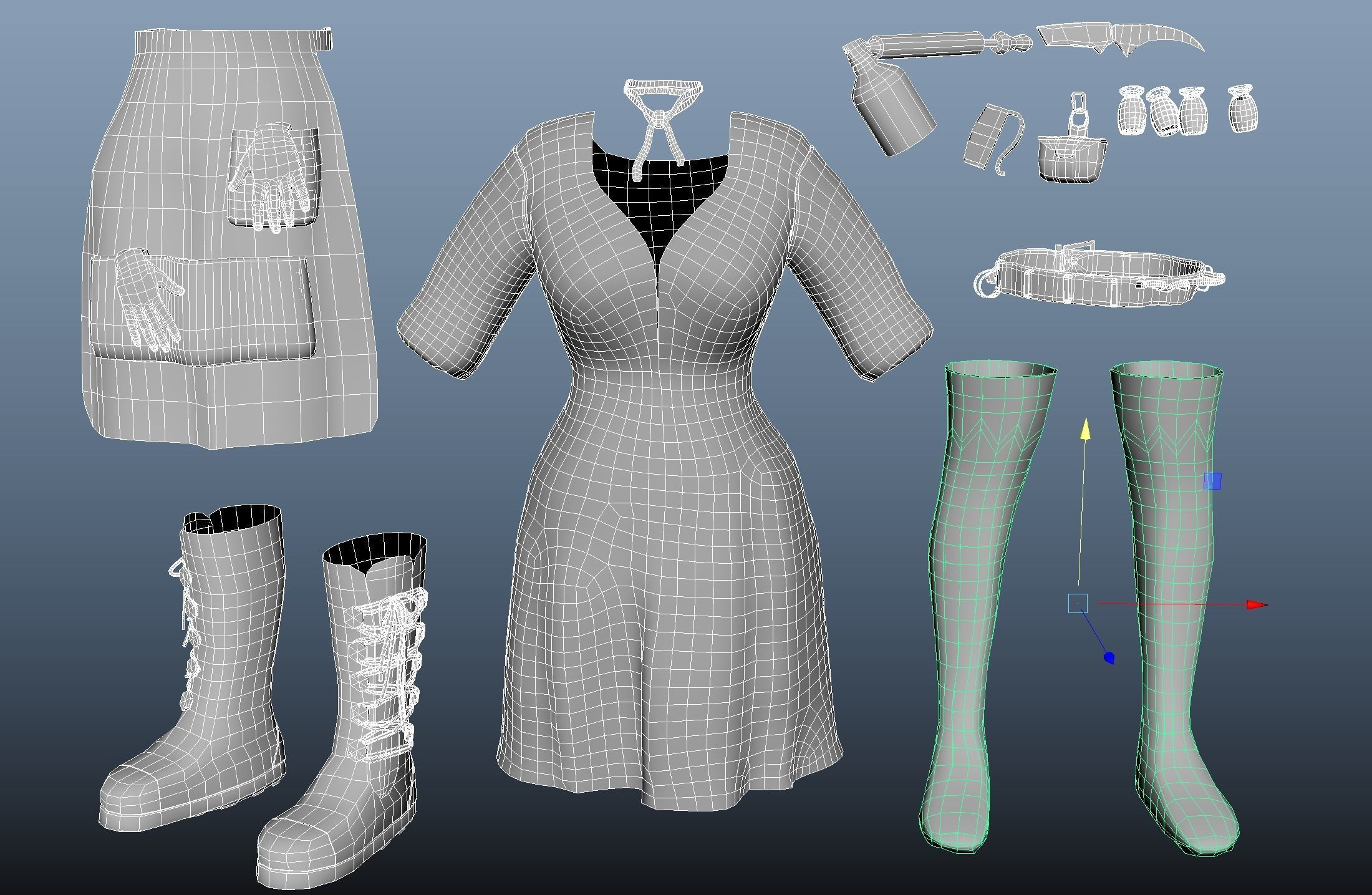 Herbalist Outfit Low-poly 3D model_4