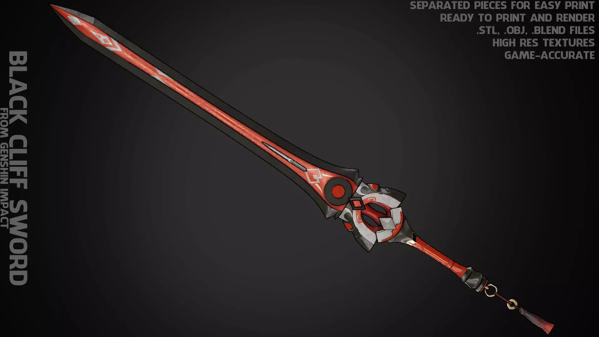 Genshin Impact Black Cliff Sword for Cosplay 3D print model_0