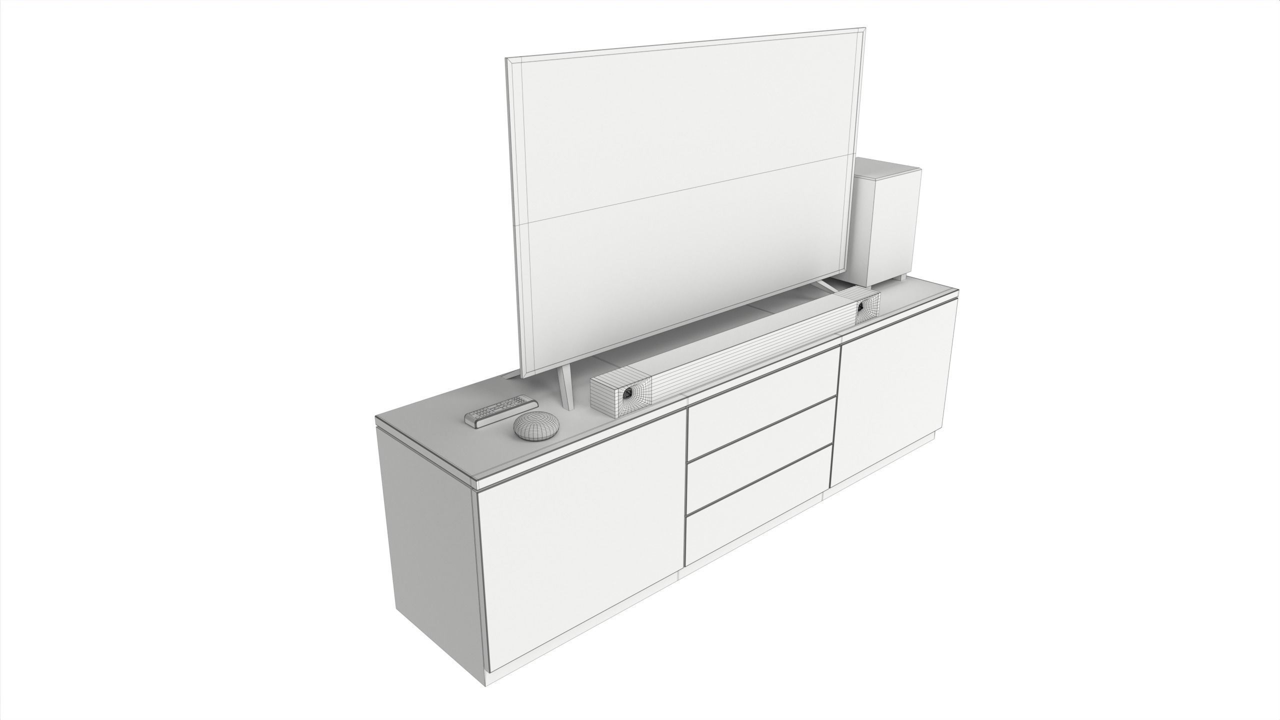 Television Set  Low-poly 3D model_5