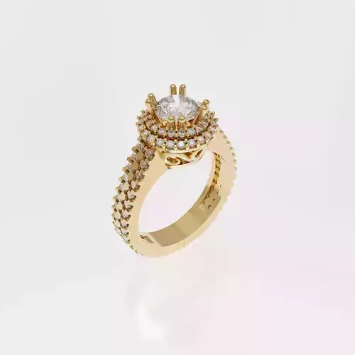 High Fashion Diamond Halo Engagement Ring 