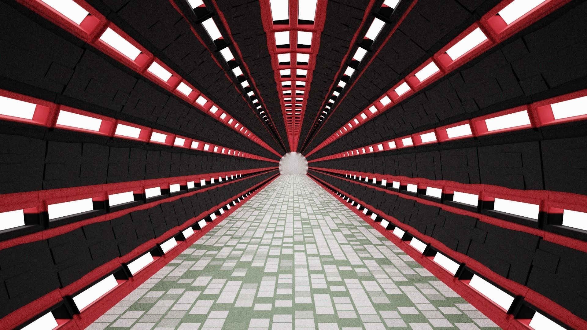 Sci-fi hallway Low-poly 3D model_1