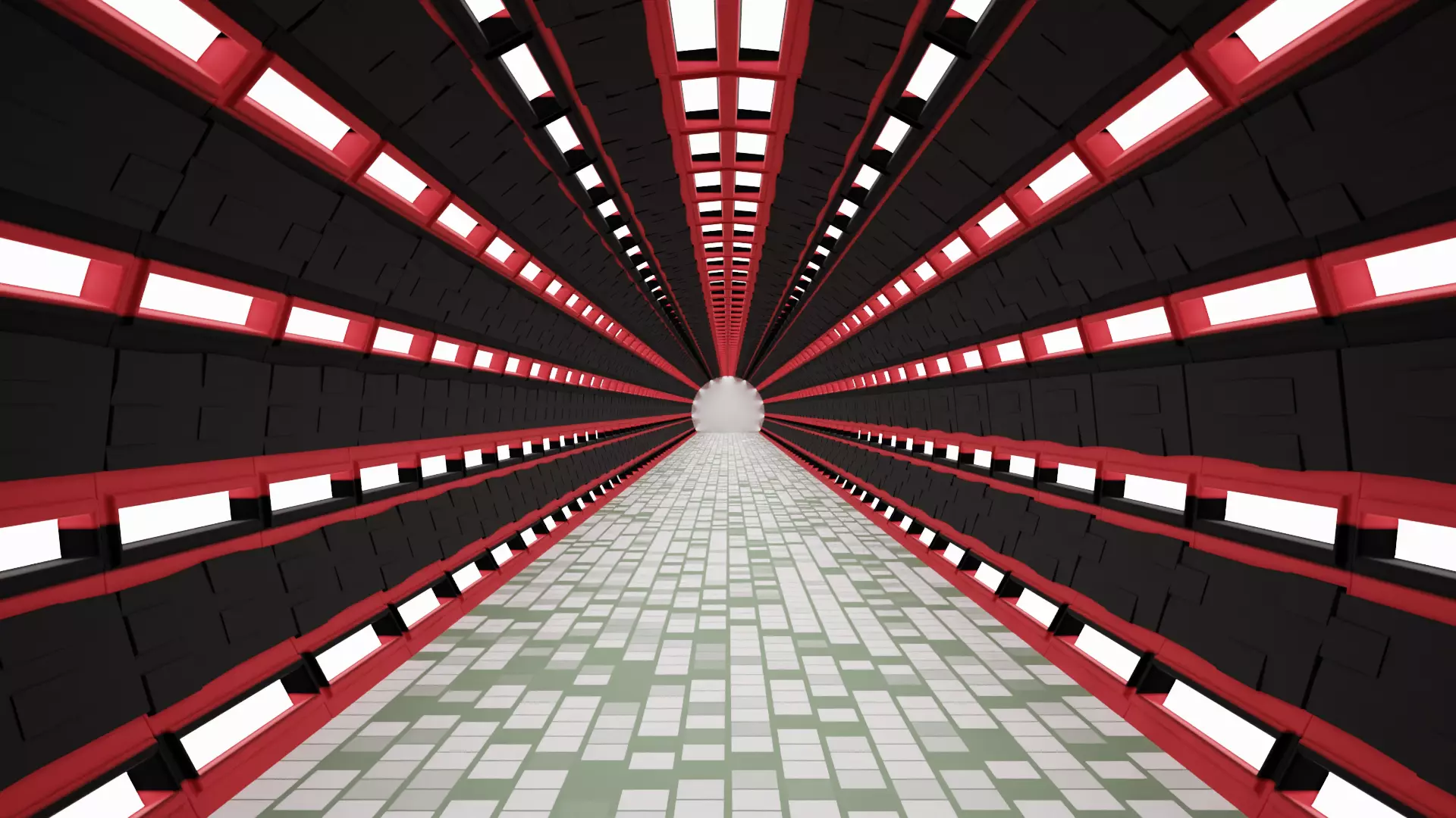 Sci-fi hallway Low-poly 3D model_0