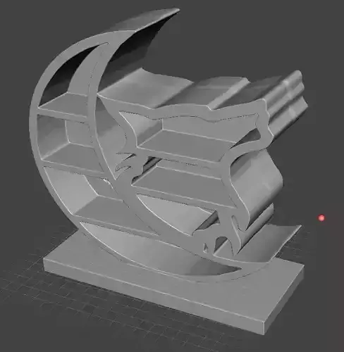 wolf moon crystal shelf display 3D print model